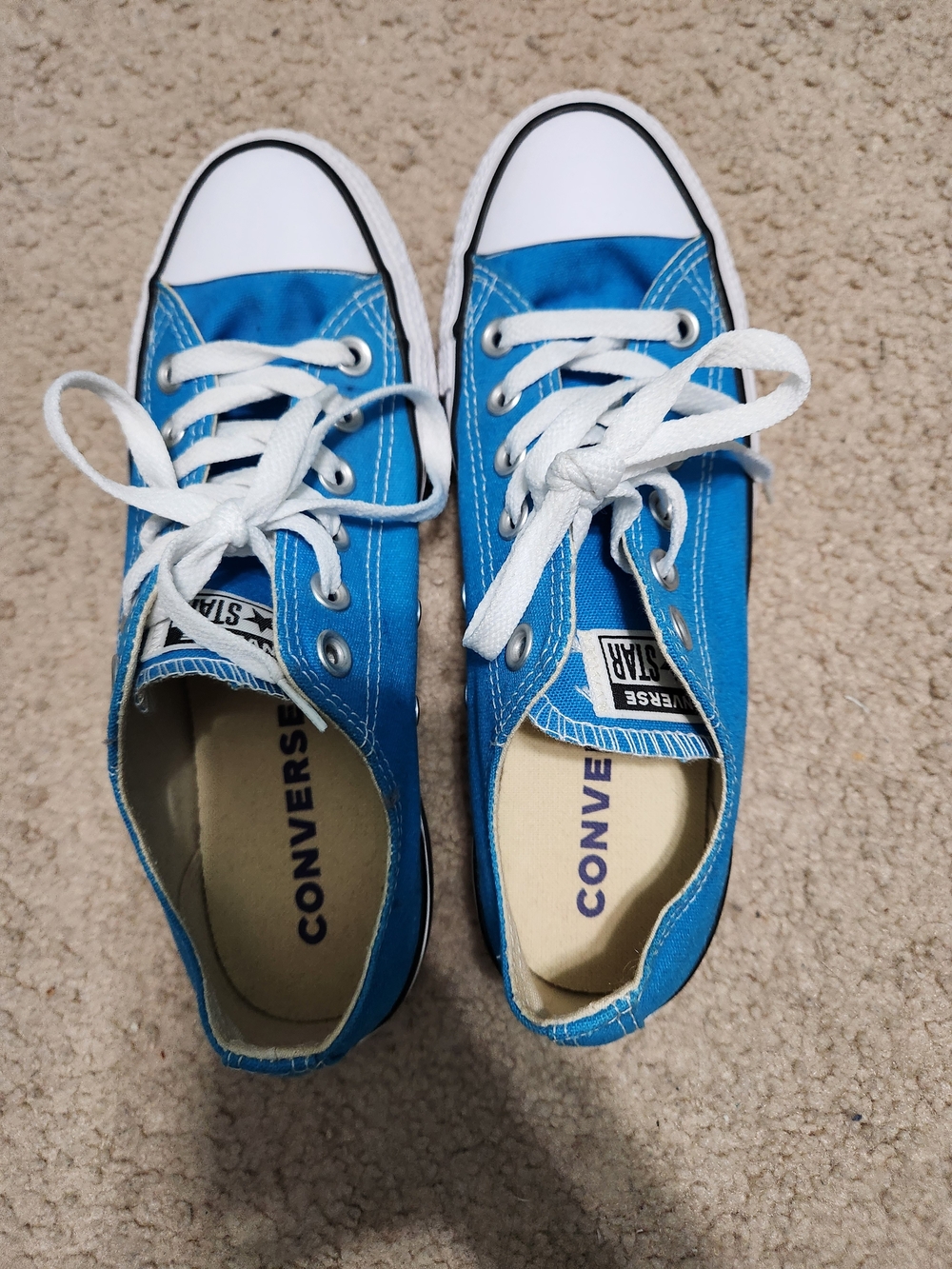 Converse Low Top Sneakers in Bright Blue and White